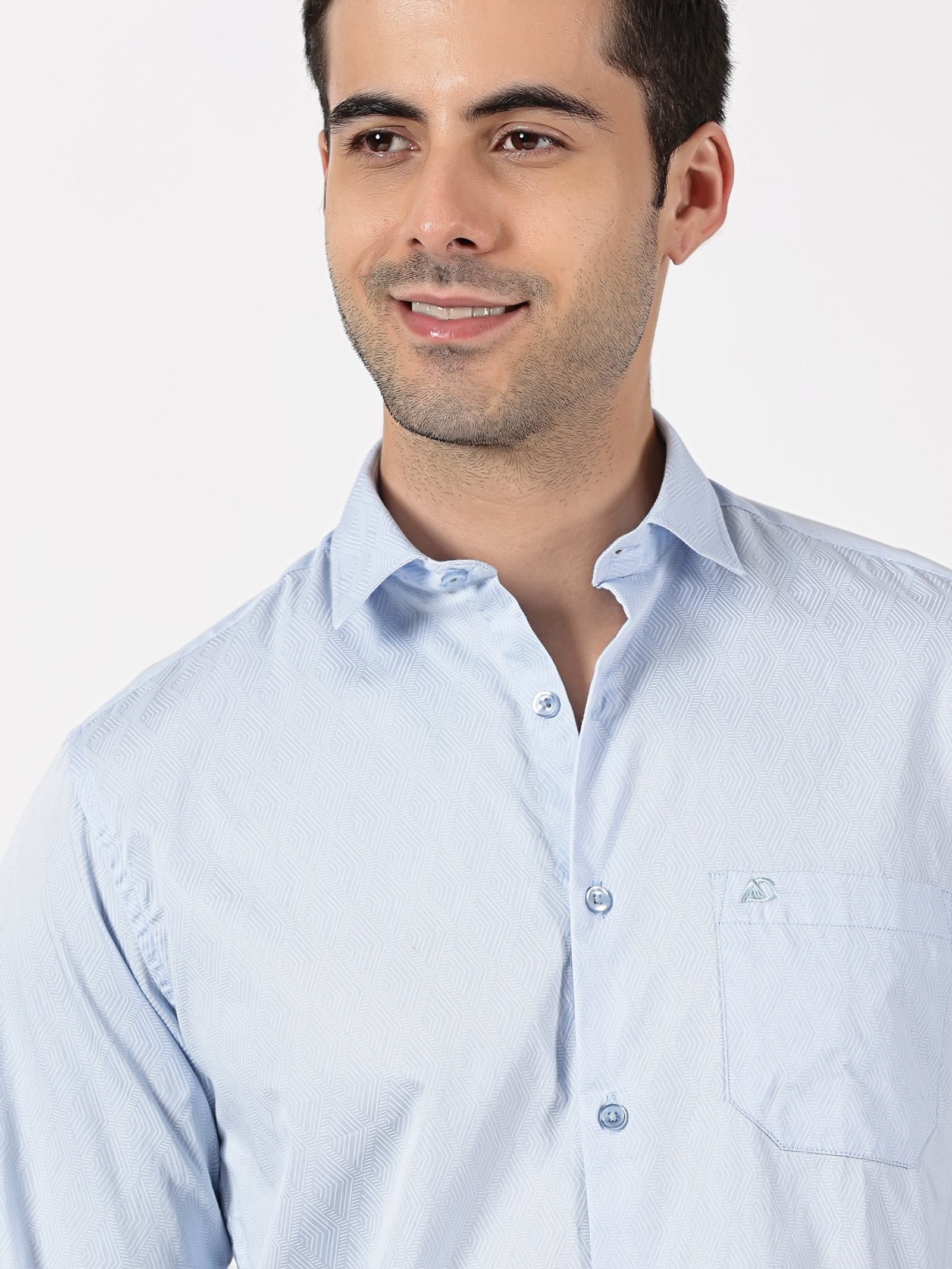 Sky Blue Textured Solid Shirt