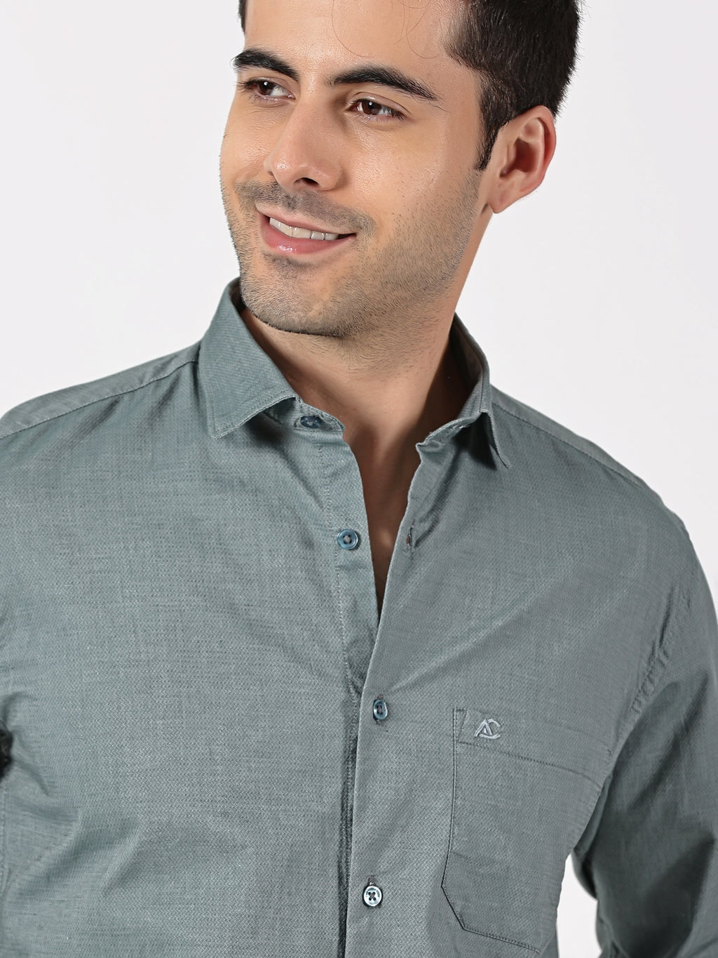 Teal Textured Solid Shirt