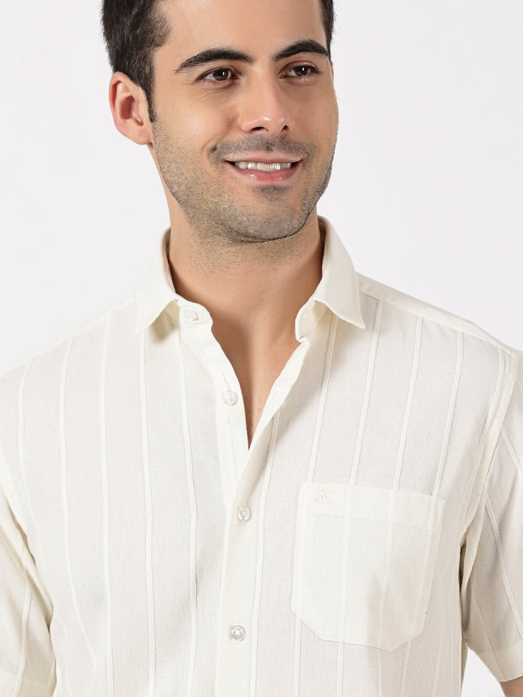 White Striped Half Sleeve Shirt