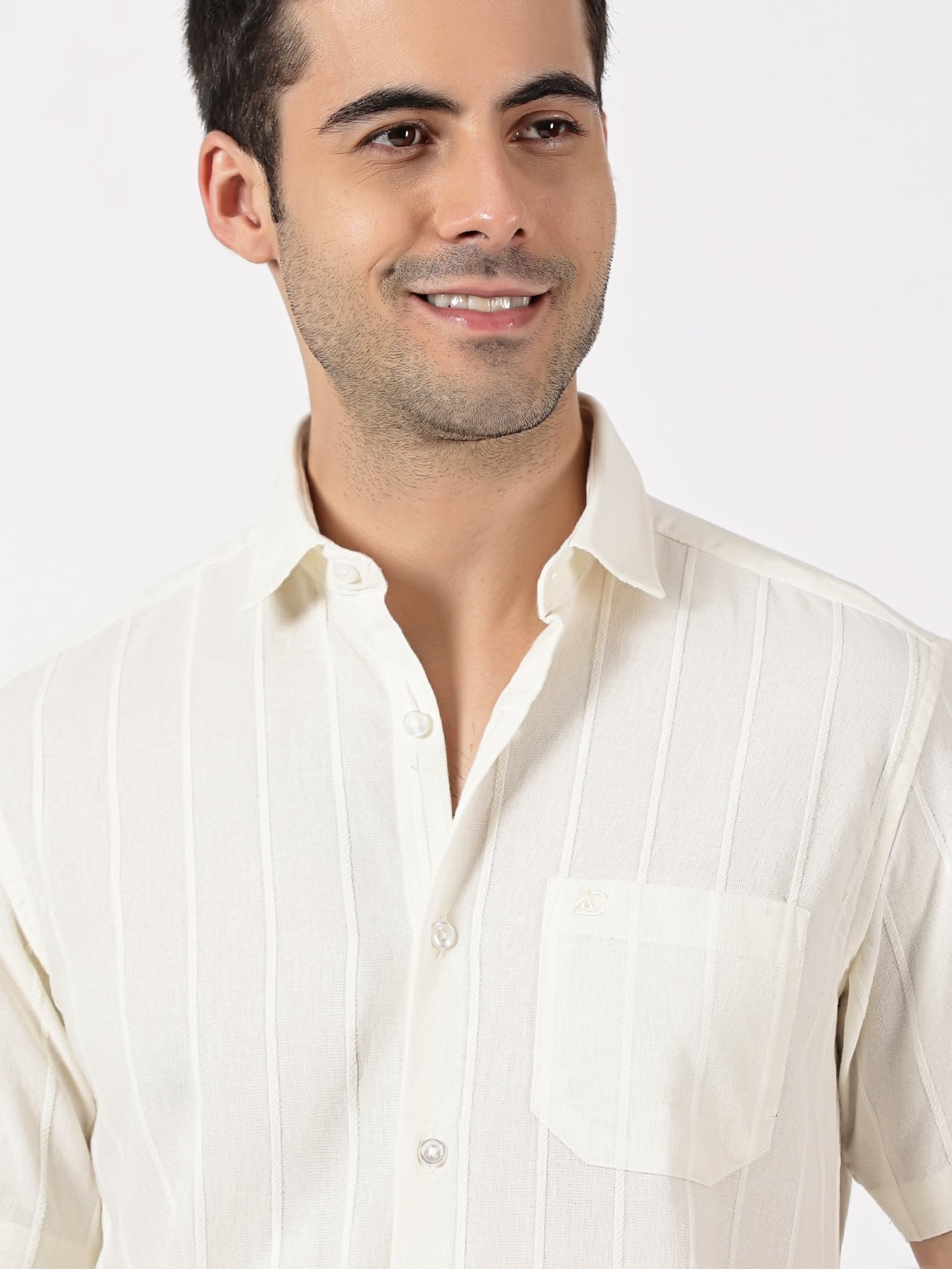 White Striped Half Sleeve Shirt