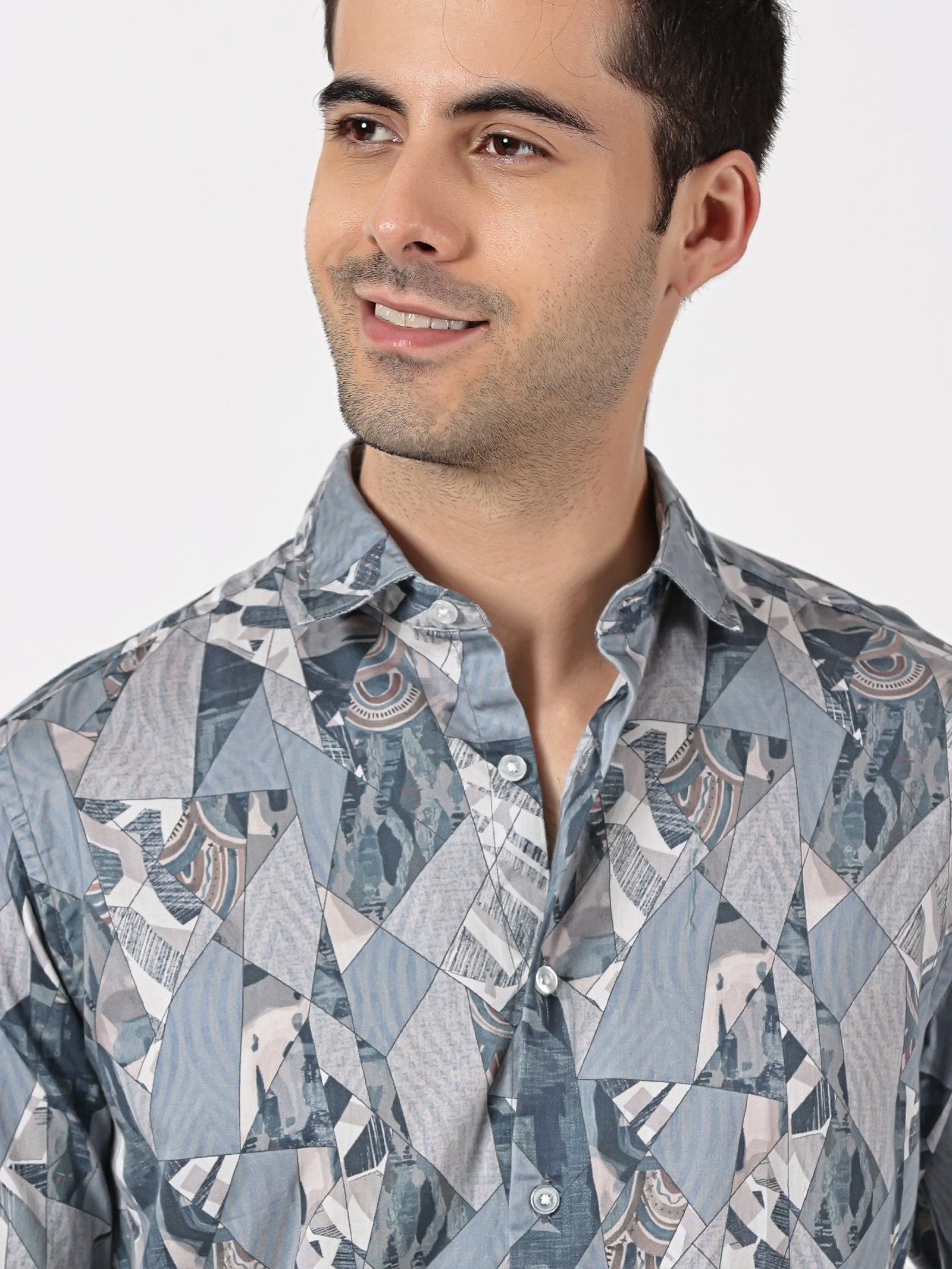 Grey Geometric Printed Shirt
