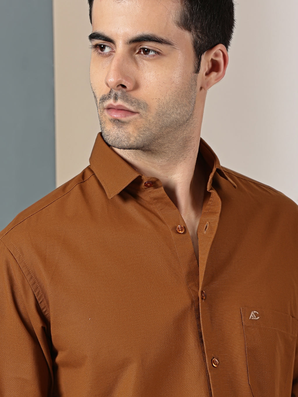 Rust Brown Solid Casual Shirt